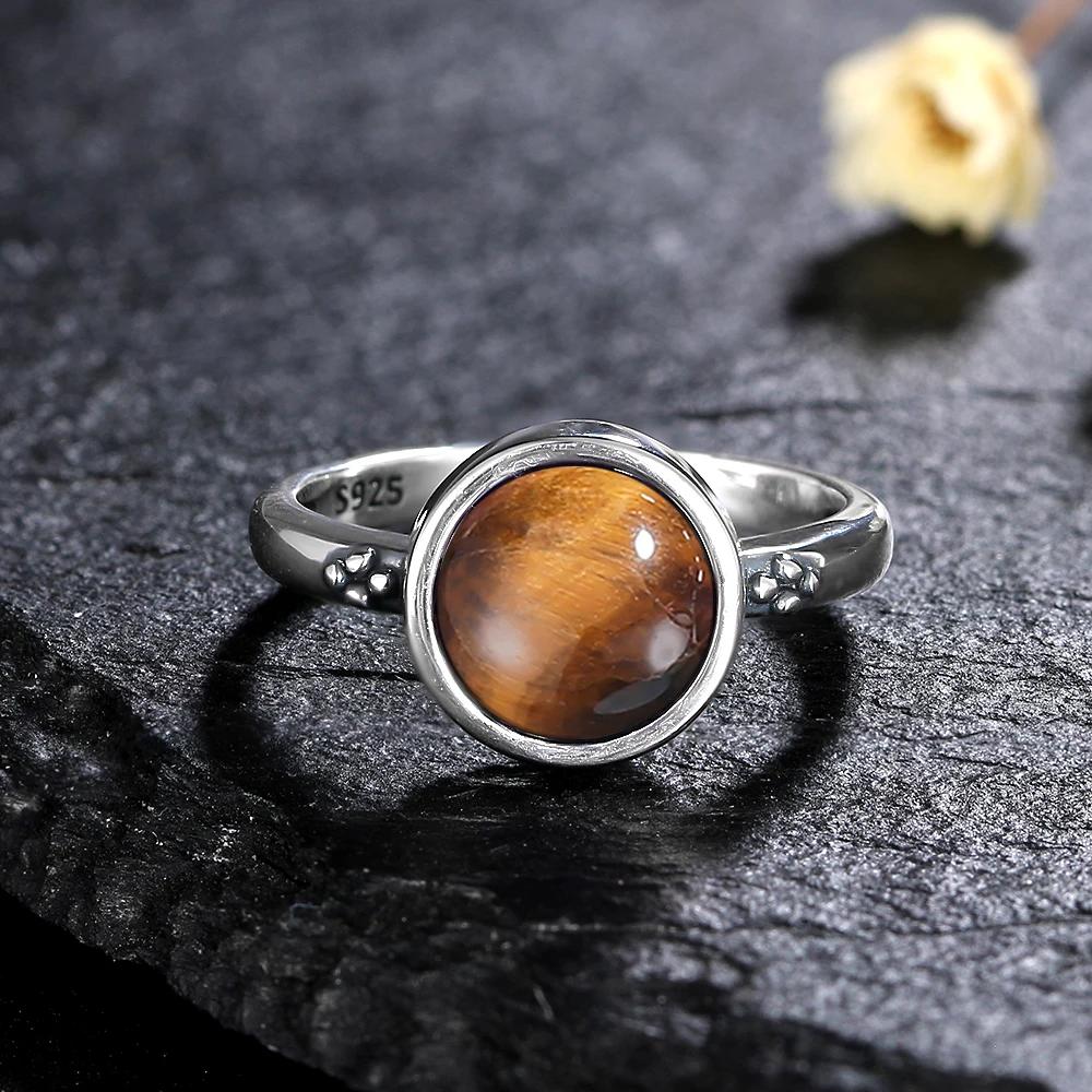 S Silver Vintage Ring Oval 8MM Natural Labradorite Moonstone Turquoise Ring for Women Gift Luxury