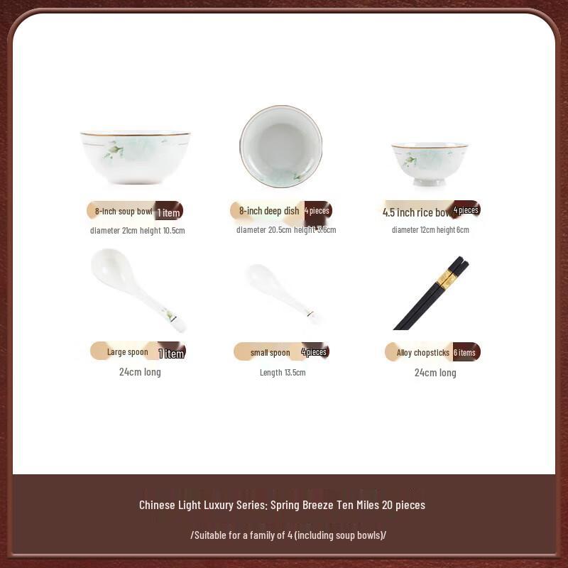 Mode Lanka Jingdezhen Light Luxury Ceramic Dinnerware Set, Spring Breeze
