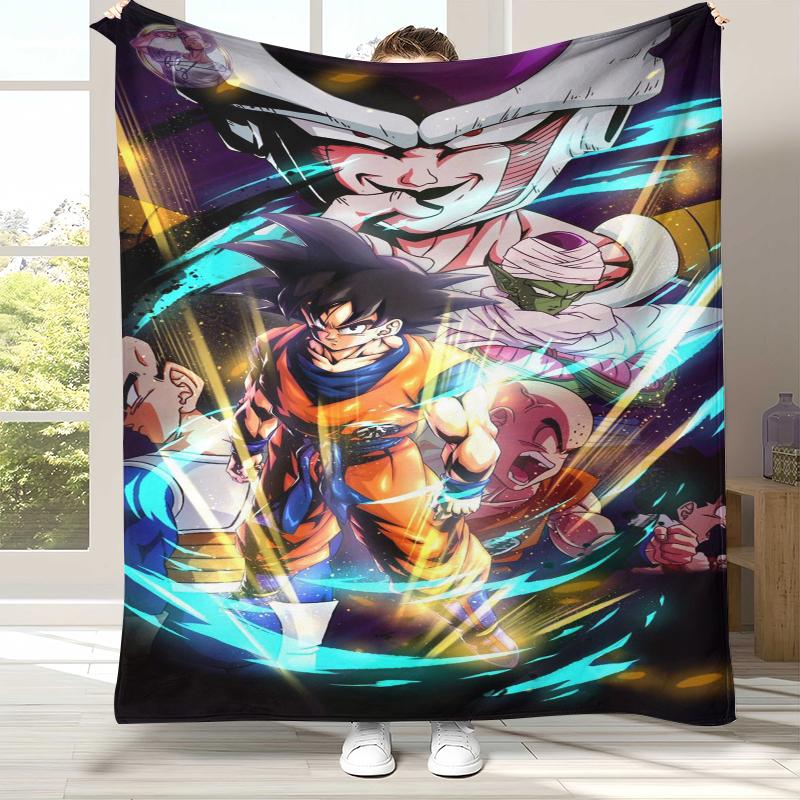 Anime D-Dragon Ball Game Cartoon Flannel Blanket,Ultra Soft Warm Plush Throw for Home Bedroom Bed Sofa Cover Office Camping