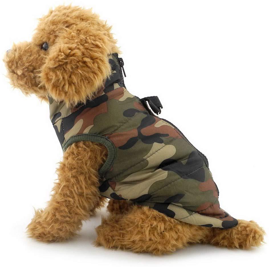Weich gepolsterte Weste für Haustiere, Katzen und Hunde, Jacke mit Leinenschlaufe, Kleidung für kleine Hunde und Welpen, Camouflage-Hundeweste