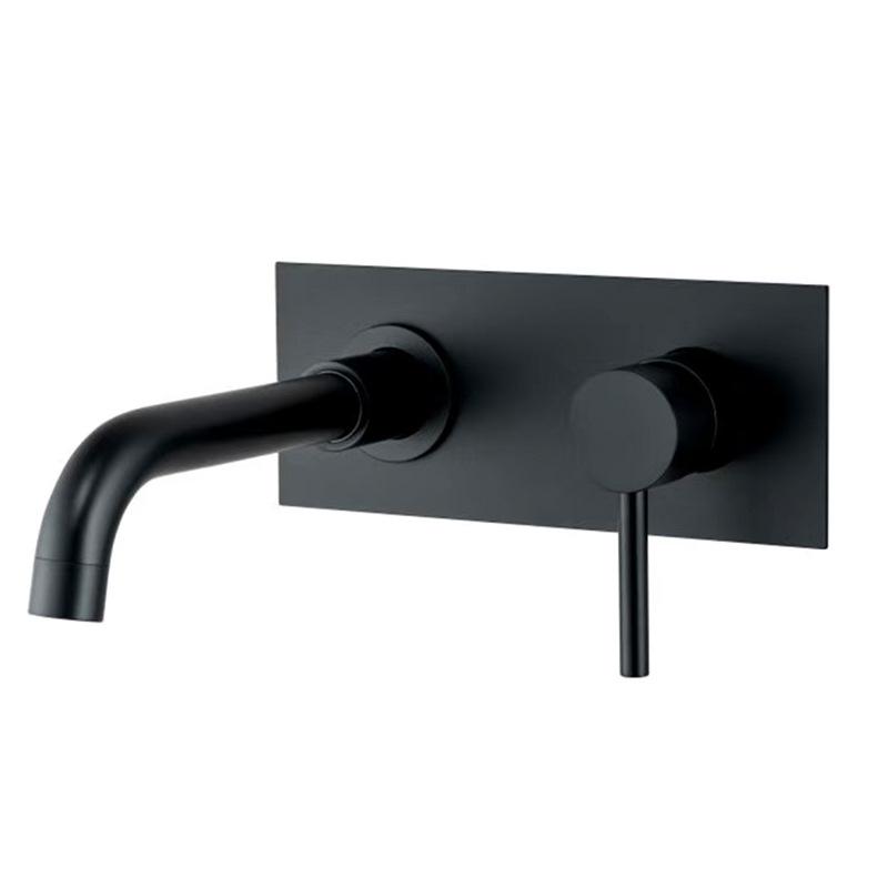 Brushed Nickel Wall-Mounted Basin Faucet with Brass Swivel Spout and Built-in Hot/Cold Controls