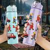 1PC Toy Truck Character Sticker Pack 750ml Color Plastic Sports Water Bottle Leakproof Flip Straw Lid Suitable for Sports Office Home Use