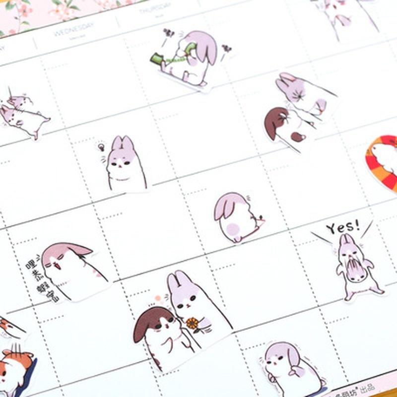 40Pcs/Pack Cute Bunny Fat Rabbit Decorative Stickers Mobile Phone Stickers DIY Diary Scrapbooking Al