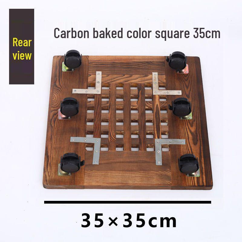 Bonsai Wood Flower Stand with Wheels | Square/Round Anti-Corrosion Elevated Pot Tray for Indoors