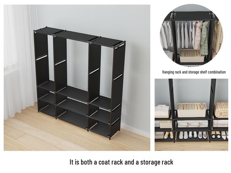 Thickened Floor-Standing Coat Rack with Multifunctional Storage and Dustproof Cover for Bedroom or Supermarket Use