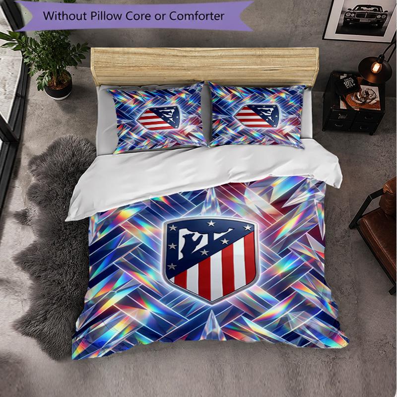 Set Lenzuola Atletico Madrid Modello 3 Pezzi Morbida Copripiumino in Microfibra con Federe per Camera da Letto