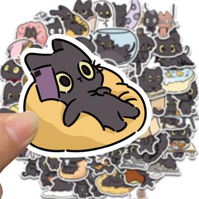 50PCS Naughty Little Black Cat Sticker Harajuku Skateboard Decorative Laptop Luggage Scrapbooking Waterproof Art Decals Sticker