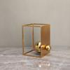 Metallhandwerk Geometrische Boxen Goldener Rahmen Kugelförmige Abstrakte Skulptur Metall Dekorative Figuren Heimdekorationszubehör