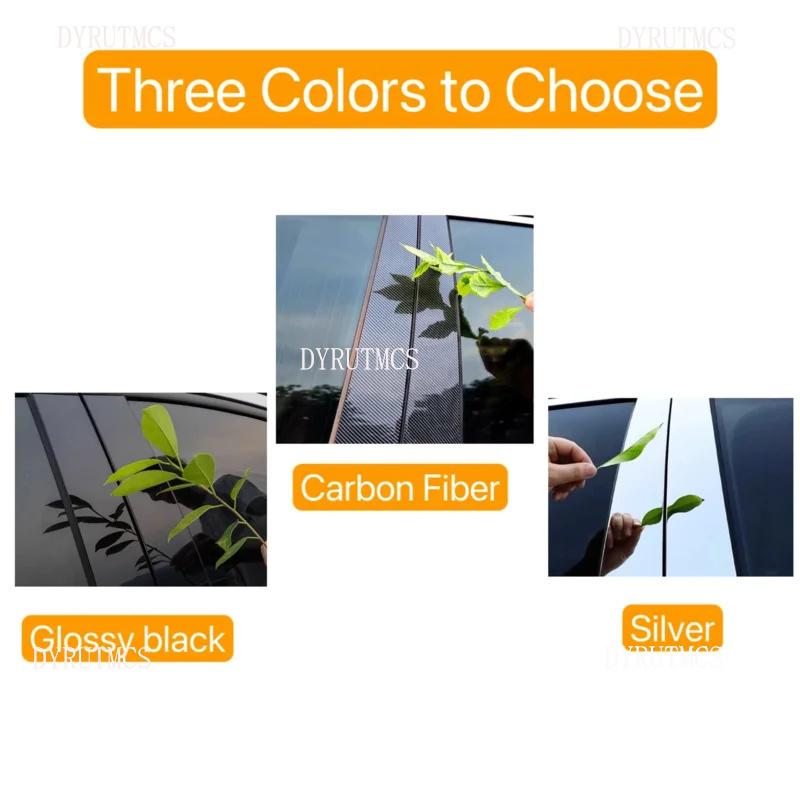 6pcs Glossy Black Pillar Post Fit For Mercedes Benz A Class W176 2013-2018Window Door Column BC Mirror Cover Trim Car Stickers