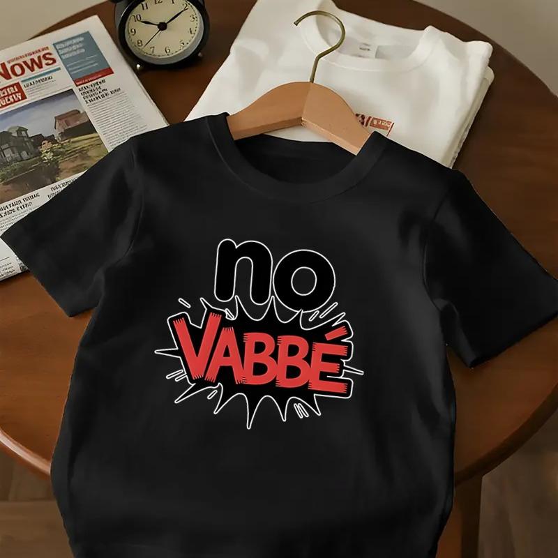 Kids Crew Neck Short Sleeve T-Shirt with Creative NO VABBE Letter Print