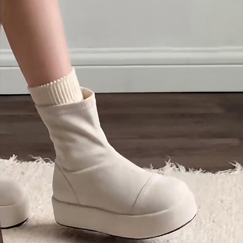 Fashion Platform Thick Bottom Women Ankle Boots Autumn Winter Women's Shoes Female Round Toe Height Increase Short Booties