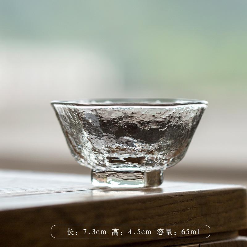 

Chinese Hammer Patterned Heat-resistant Tea Cup Transparent Glass Single Master Cup Personal Meditation Tea Bowl Kung Fu Teaset