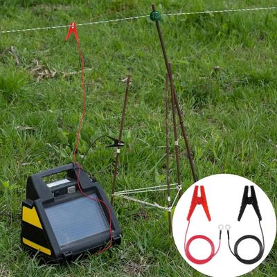 Portable Electric Fence Connectors with Alligators Clip Solar Charging Compatible Insulated Cable for Remote Farm Use