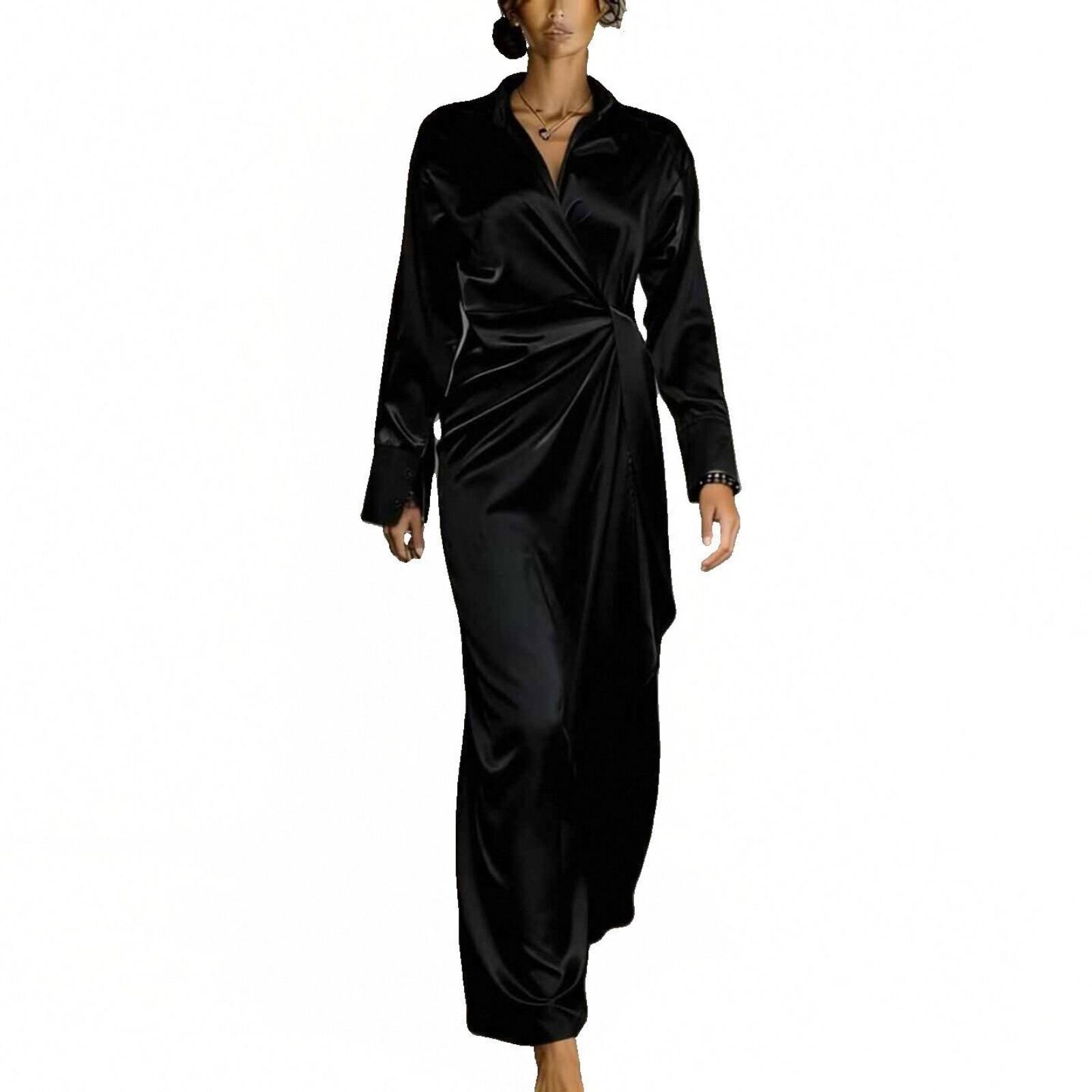 

Модное женское повседневное платье свободного кроя XL чёрный