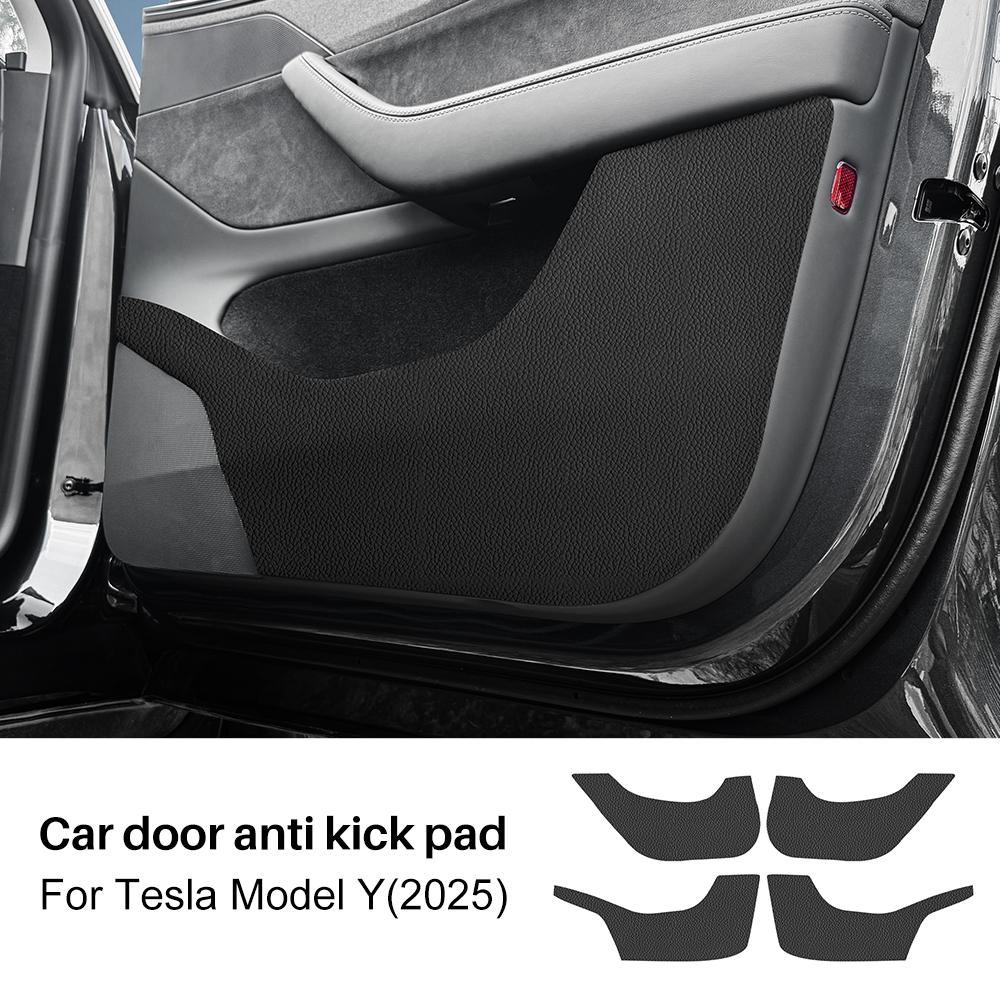 Suede Leather Door Anti-Kick Sticker For Tesla Model Y Juniper Launch 2025-UP Protector Cover Car Interior Decora Accessories