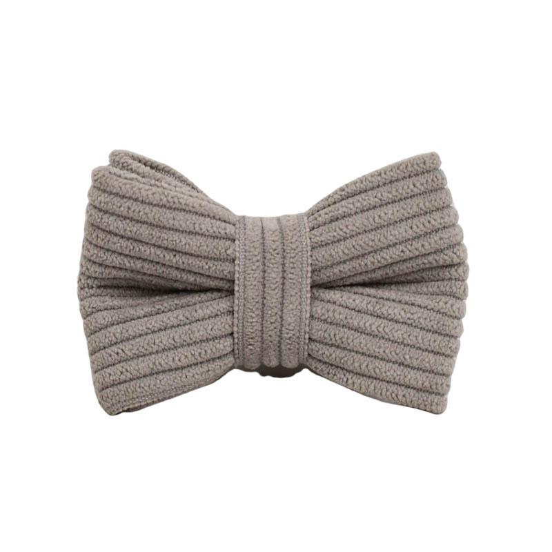 Light Gray Corduroy Cat Collar with Cute Bell, Bow Tie, and Leash S