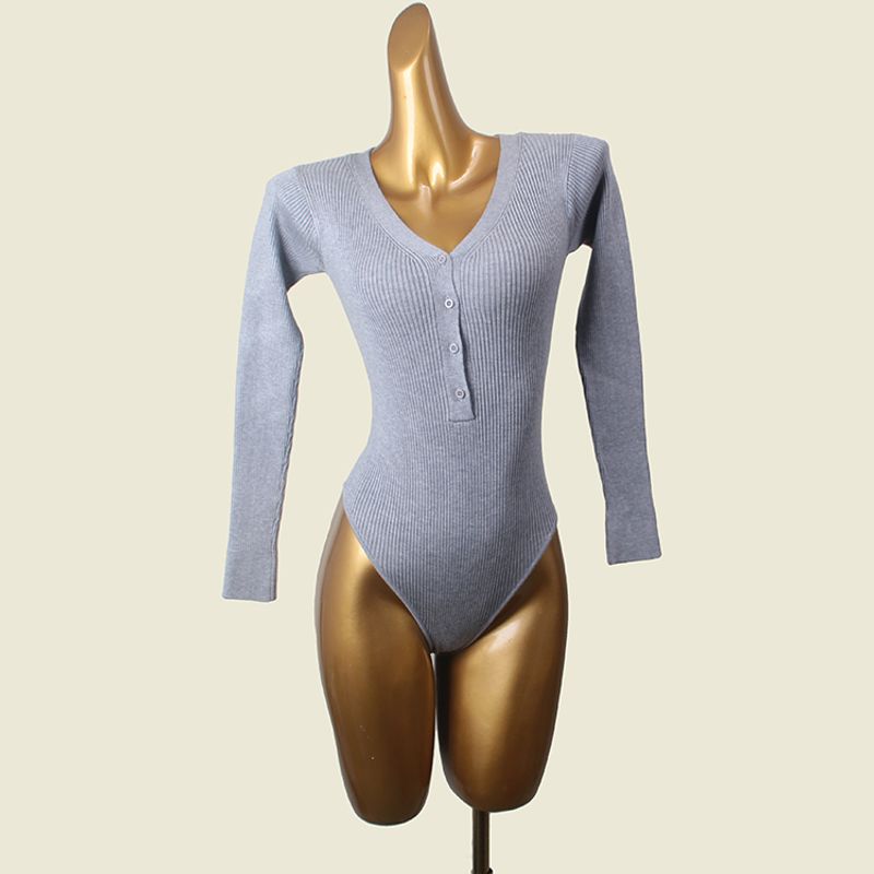 

Американский стиль Сексуальный V-образный вырез Открытая застежка снизу Позиционирующая одежда Осень Внутреннее сочетание Сексуальный Комбинезон с длинными рукавами Вязаный Приталенный Grey M