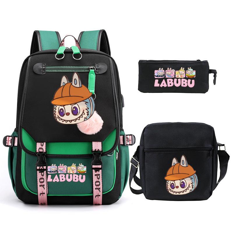 Cartoon Printed Children's Backpack Large Capacity Campus Trend Student Schoolbag Three-piece Set