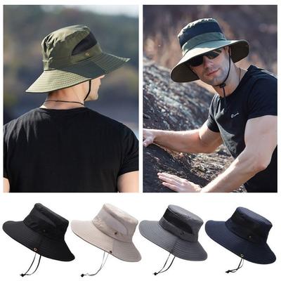 1Pc Sun Hat Bucket Cargo Safari Bush Boonie Summer Fishing Hat UPF 50+ for Men Women