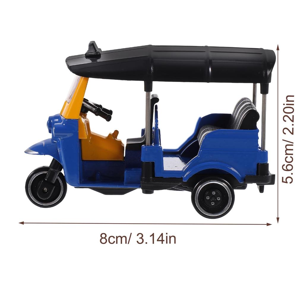 LEDMOMO Tomica Mini Car Toy Pull Back Map with Storage Box Birthday Gift Tricycle Model Alloy Tricycle Model Vintage Tricycle Decoration Home