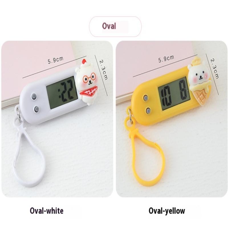 Portable Electronic Clock Keychain Mini Pocket Electronic Oval Hanging Watch Digital Table Time Date Display Clock For Student