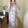 1011 new cotton and silk nightdress women's summer short-sleeved pajamas cartoon pony element long loose cotton silk skirt can be worn outside