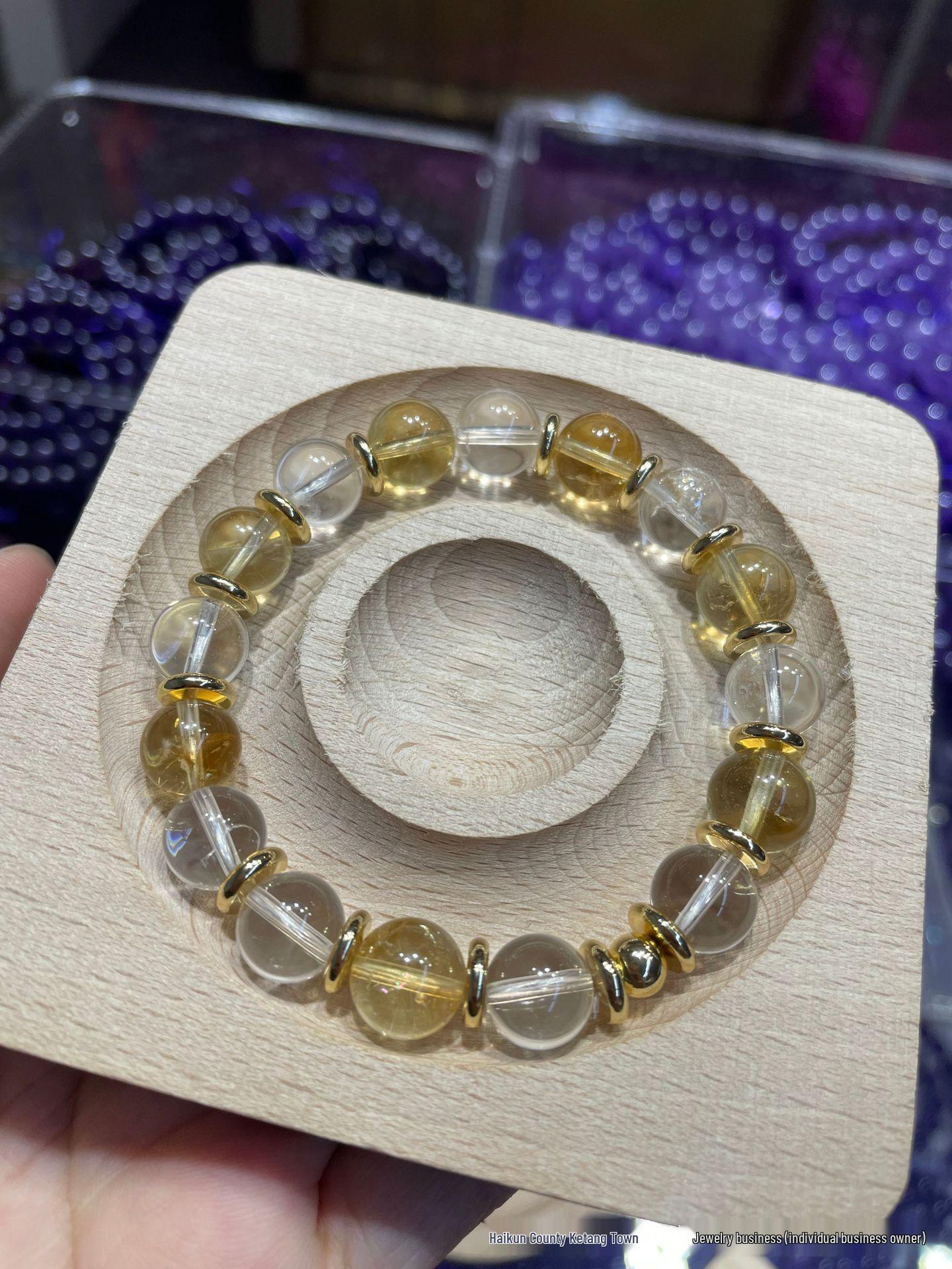 

Natural White Crystal & Yellow Tower DIY Beaded Bracelet for Men and Women - Whitening Gift Multi-Treasure Crystal Bracelet 10mm