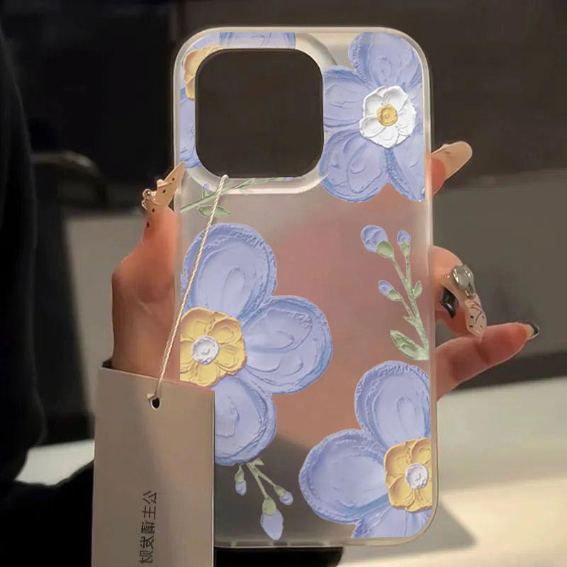 Oil Painting Flower Phone Case For iPhone 16 Case iPhone 14 13 12 11 15 Pro Max 13 12 Mini 7 8 Plus X XS XR SE2 Soft TPU Cover