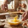 Silicone Egg Whisk with Walnut Wooden Handle, Heat Resistant Cooking Utensils for Blending Whisking Beating Stirring Cooking Backing