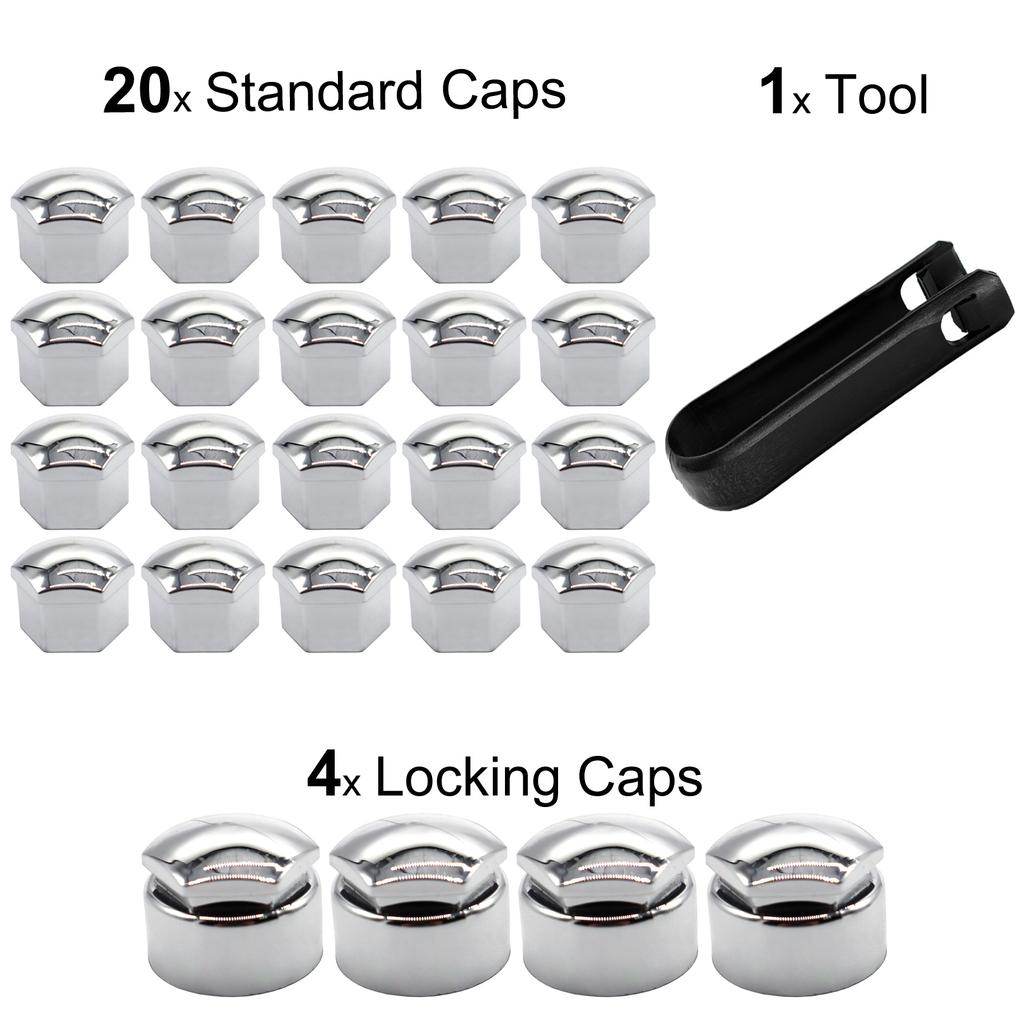 24 STUKS 17mm Voertuig Chrome Wielmoer Bouten Hoofd Covers Caps Beschermende Exterieur Decoratie Wielnaaf Onderdelen Guard auto Accessoires