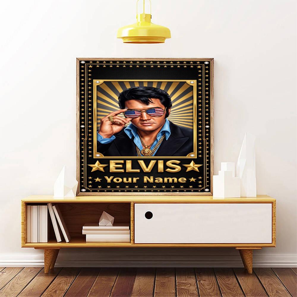 Elvis Presley Customize Your Name Diamond Painting Round Diamond Rhinestones Mosaic Diamond Embroidery Wall Paintings Rhinestones Gift Frameless