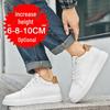 Pánské kožené tenisky zvyšující výšku o 8 cm - Bílé, Trendy silná podrážka, Prodyšné a ležérní sportovní styl