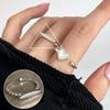 Korean S925 Silver Cross Military Flower Ring: Retro, Adjustable, Fashionable Hip-Hop Index Finger Design for Women.
