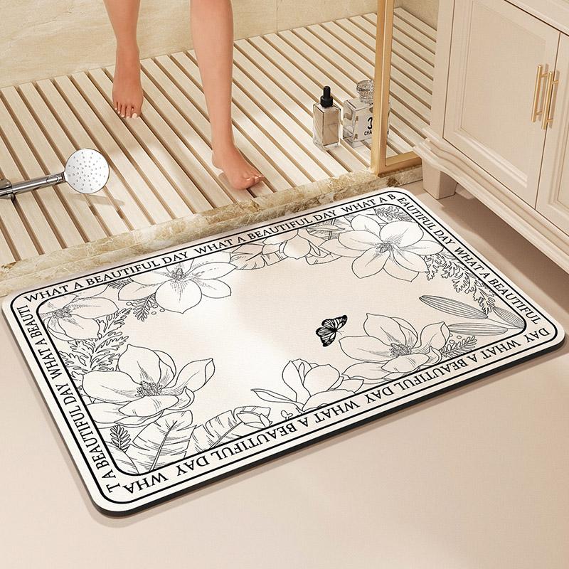 Luxury Bathroom Rug Bath Mat Anti Slip Shower Foot Mats Super Absorbent Quick Dry Floor Mat Toilet Carpet Doormat Washable