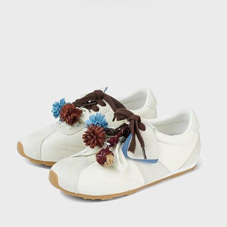 [Ruoji Original] Dexun Shoes Women's 2025 New Retro Color Matching Removable Shoe Flower Decoration Sports and Leisure Shoes
