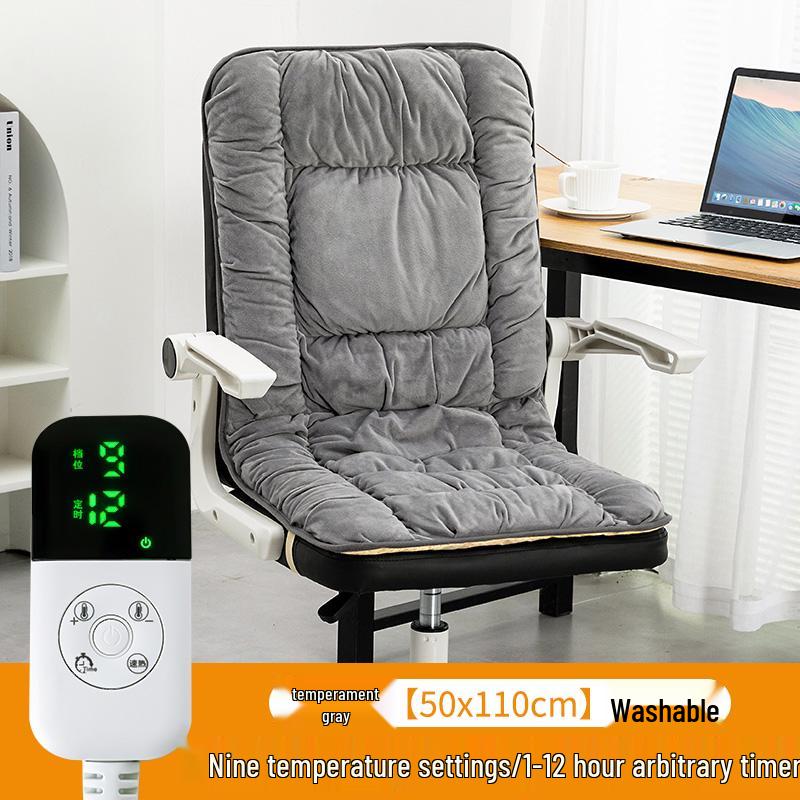 Heated Office Chair Cushion with Backrest - Electric Warming Pad for Autumn and Winter