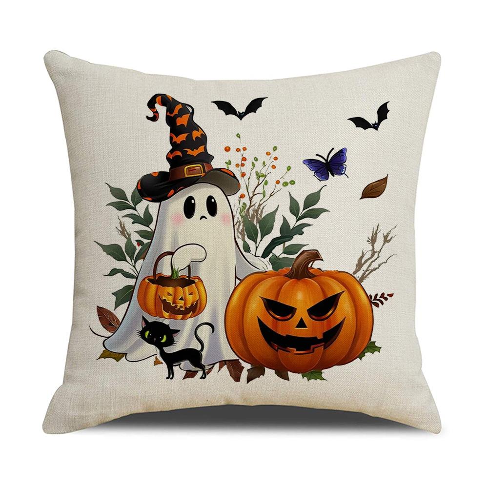 

New Pillowcase Halloween Linen Print Nordic Simple Sofa Decoration Pillowcase 45 * 45Cm