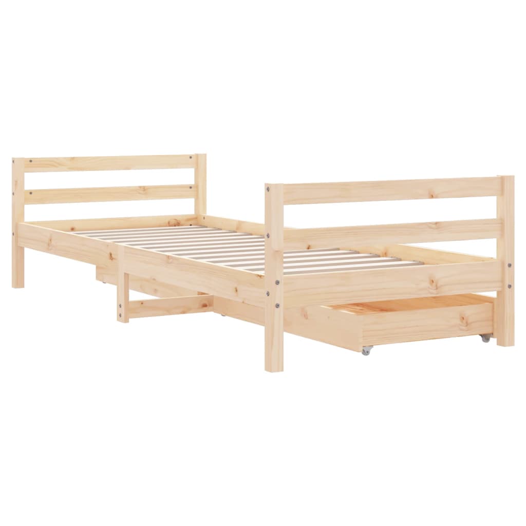 Kids Bed with Drawers 90 X 190 Cm Solid Pine Wood