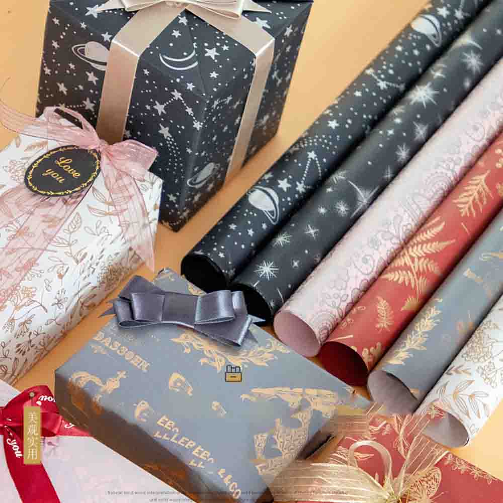 Ribbon Flower Knot Colorful Exquisite Gift Box Beaded Wrapping Paper Hot Stamping Gift Wrapping Paper For Gift Packaging