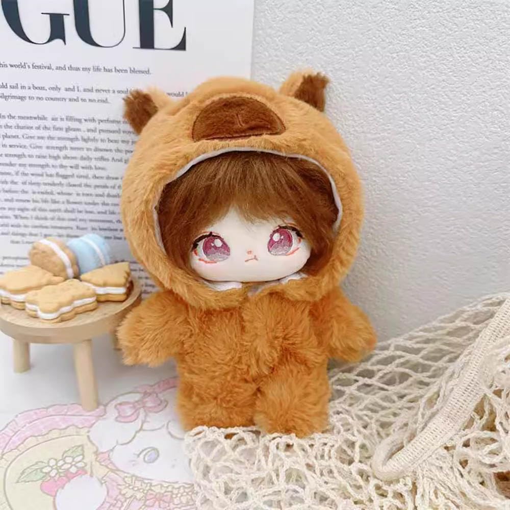 Niannyyhouse 20cm Plüschtier Kleidung, Bären-Overall, Anzieh-Baumwollpuppenkleidung (Braun-2)