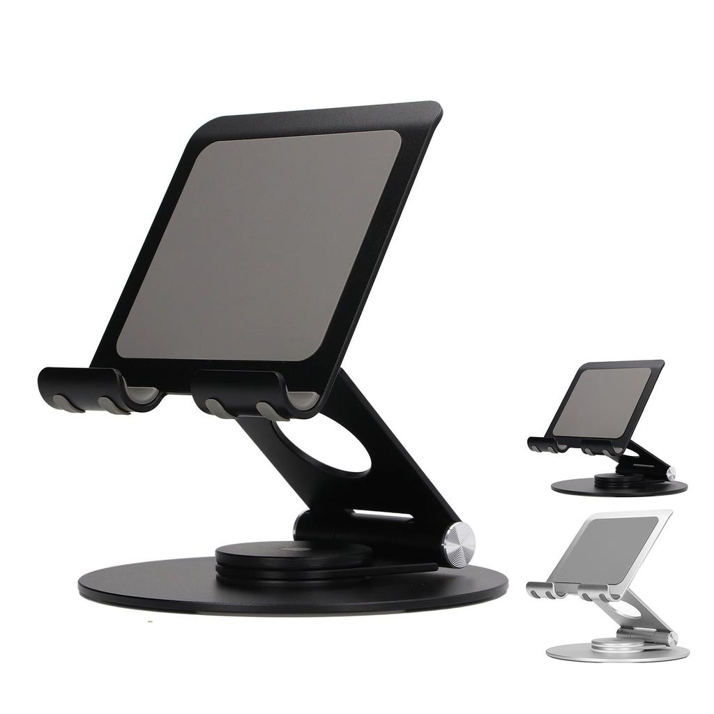 Suport pentru telefon pliabil, rotație de 360 de grade, înălțime reglabilă, suport de birou din aluminiu cu bază stabilă pentru