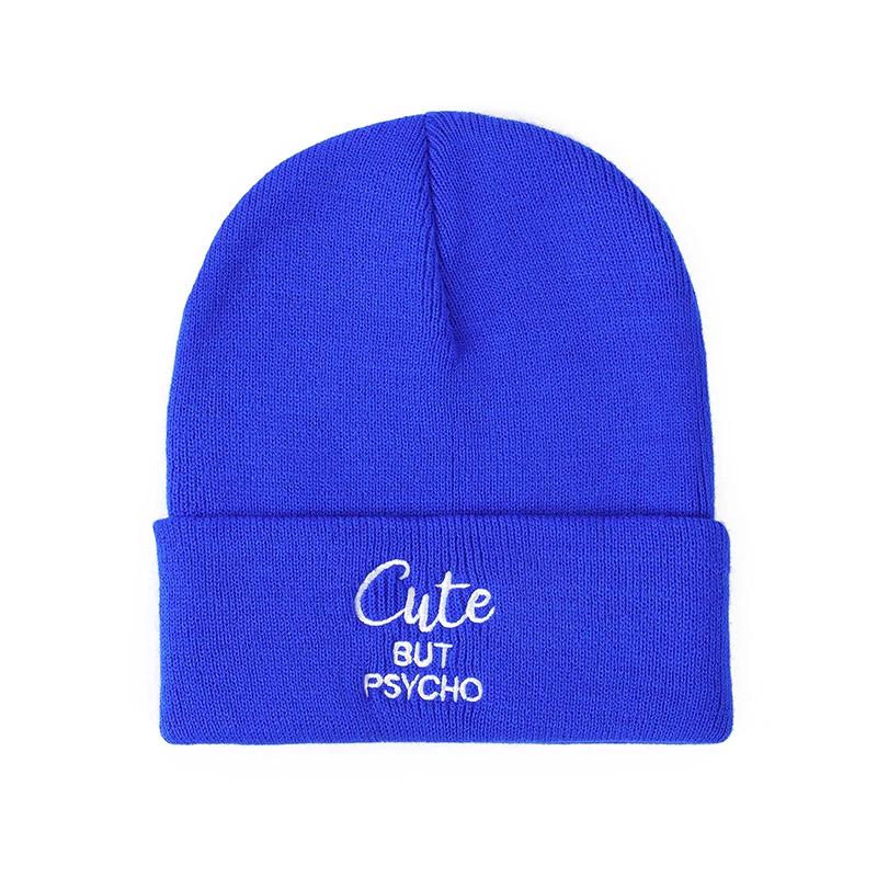 Vintage Letter Embroidery Knit Cap Winter Warm Unisex Beanie Hip Hop Fashion Men Daily Hat