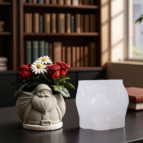Christmas Santa Claus Epoxy Mold Small Item Storage Candle Container DIY Casting Mold Reusable Holiday Decor