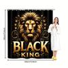 4Pcs Lion Pattern Shower Curtain Set with Non-Slip Bath Mat, Toilet Lid Cover, Contour Rug & 12 Hooks, Bathroom Decor