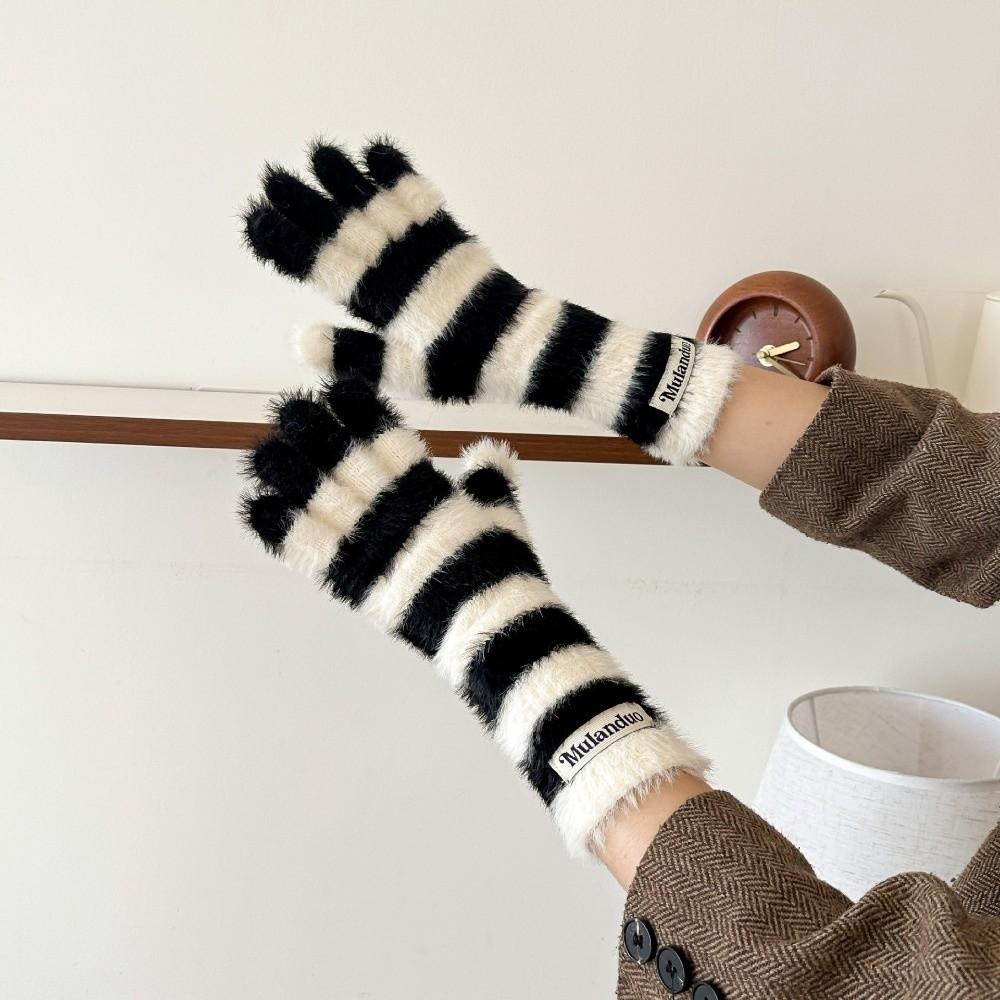 Cold Protection Striped Gloves Windproof Touchscreen Gloves Casual Warm Mittens  Winter