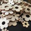ABBY-100Pcs Wooden Flowers Ornaments With Hole Handmade Wooden Crafts Accessories Parts For Scrapbook DIY Home Decoration