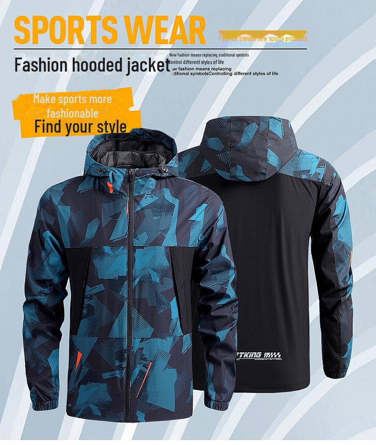 Men's Spring & Autumn Quick-Dry Hooded Windbreaker - Lightweight Outdoor Sports Jacket