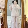 Plaid lace hellokitty cat pajamas women's spring and autumn long-sleeved student homewear suit outer wear spot
