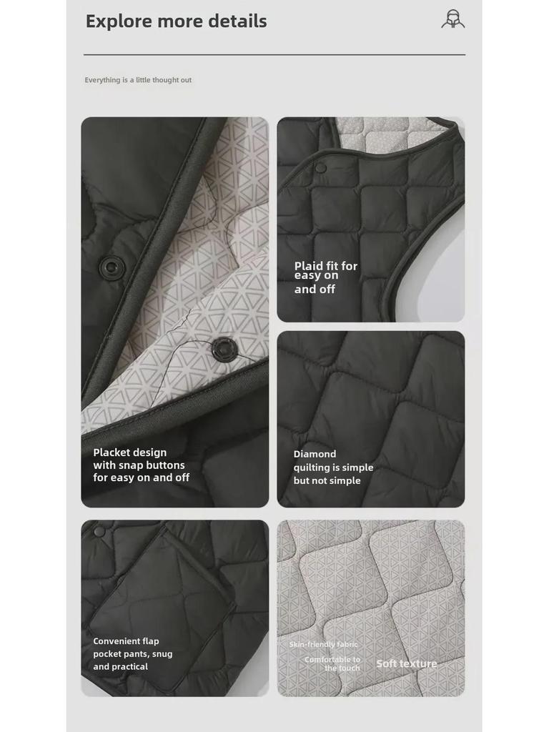 Unisexowa nadmuchiwana kamizelka z aksamitu: 100% Wełna Owcza, Lekka, Ciepła, Odzież Codzienna Jesień/Zima.