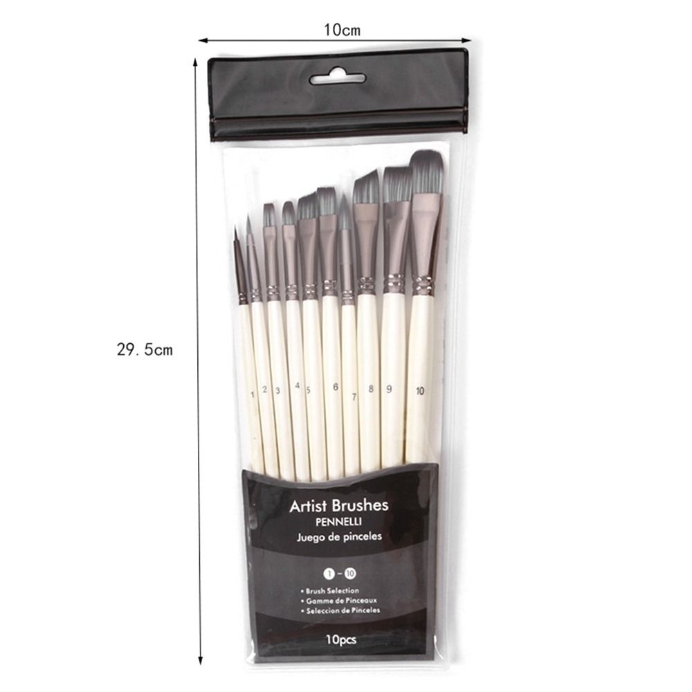 10Pcs/Set Nylon Paint Brushes Watercolor Miniature Art Drawing Kit  for Acrylic Oil Painting